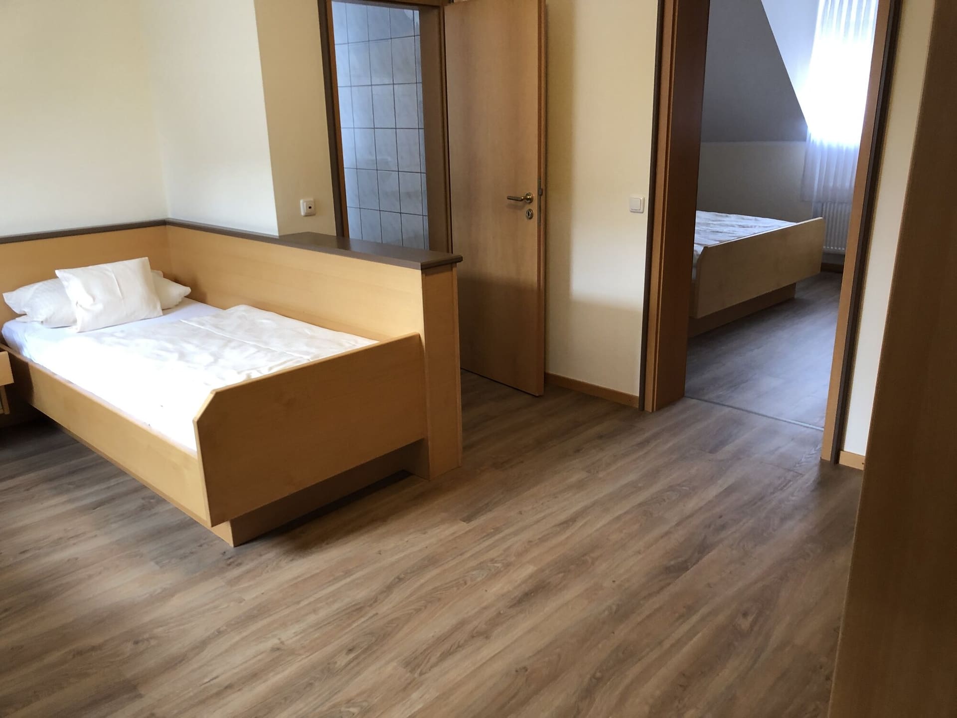 Sleeping area of the family room at Landhaus Schend